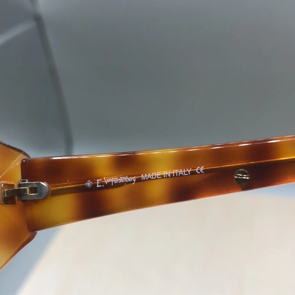 New old stock Egon Von Furstenberg sunglasses italy vintage MOD amber tortoise